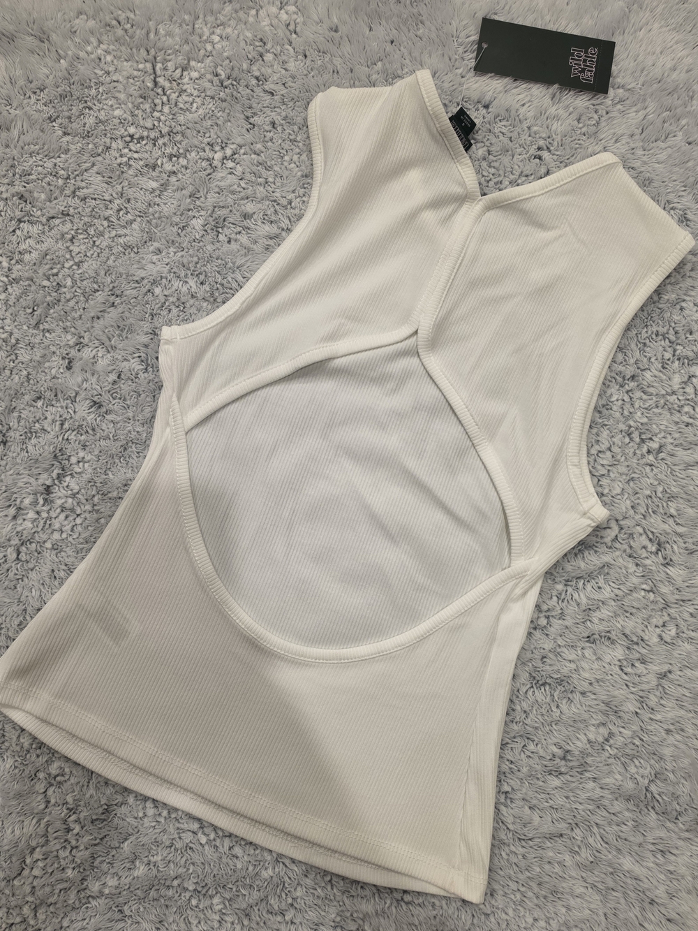 wild fable White Ribbed Open-Back Tank Top